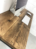 Reclaimed rustic office desk with steel frame — view 2