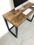Reclaimed rustic office desk with steel frame — view 3