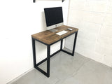 Reclaimed rustic office desk with steel frame — view 6
